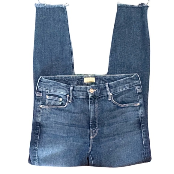 MOTHER The Looker Ankle Fray Skinny Mid Rise Jean Girl Crush Blue Wash Size 29 - Picture 4 of 14